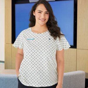 Lands End Women's Crinkle Crepe Flutter Sleeve Blouse